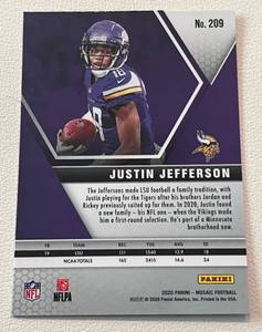 lot 115 image: Justin Jefferson RC - 2020 Mosaic #209 Minnesota Vikings Rookie Football Card