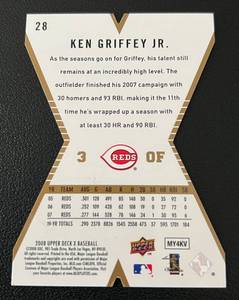 lot 58 image: Ken Griffey Jr. 2008 Upper Deck X #28 Gold Die Cut Baseball Card