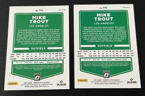 lot 43 image: Mike Trout Silver and Green Refractors - Lot of 2 Baseball Cards