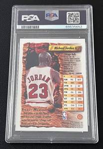 lot 15 image: Michael Jordan 1993 Topps Finest #1 PSA 8 NM-MT Basketball Card