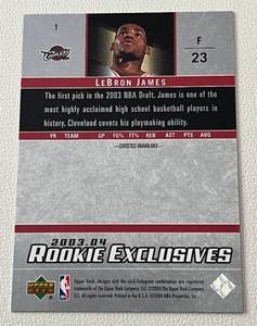 lot 12 image: LeBron James RC - 2003-04 Upper Deck Rookie Exclusives #1 Baskebtll Card