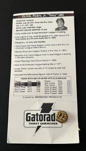 lot 250 image: Tony Oliva Minnesota Twins Vintage Pin by Gatorade