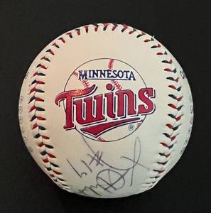 lot 233 image: Kent Hrbek Signed Baseball - signed on a Hrbek commenorative baseball with inscription to Adam Minnesota Twins