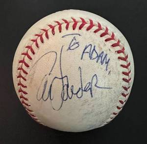 lot 234 image: Tim Laudner Signed Baseball - signed on an official MLB Metrodome Baseballl with inscription to Adam Minnesota Twins