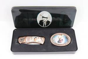 lot 11 image: John Wayne Knife & Belt Buckle