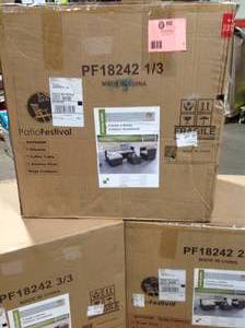 Patio Festival Wicker Outdoor Sectional Set with Beige Cushions customer return see pictures