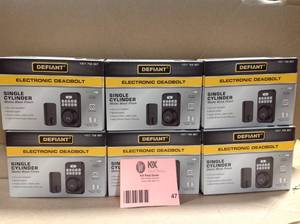 Lot of Defiant Single Cylinder Square Electronic Keypad Deadbolt Matte Black   Customer Returns See Pictures