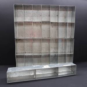 lot 8 image: GALVANIZED TRAYS SHELVES SET OF THREE