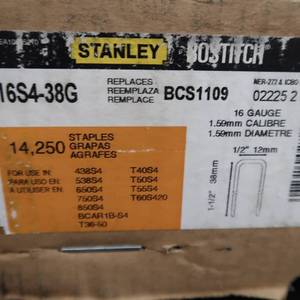 lot 42 image: STANLEYBOSTICH STAPLES 16 GAUGE 1 12  NEW BOX OF 14250