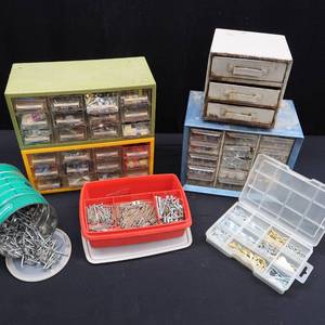 lot 59 image: HARDWARE CONTAINERS FULL OF HARDWARE