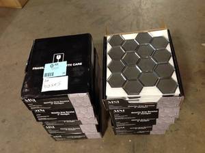 lot 28 image: 10 Boxes of MSI Metallic Gray Beveled Hexagon 10.51 in. x 12.13 in. Mixed Glass Mosaic Tile (0.89 sq. ft.Each)  Customer Returns See Pictures