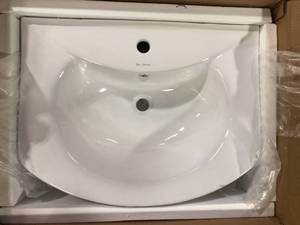 Swiss Madison Modern White Ceramic Bathroom Vessel Sink with Round Single Faucet Hole   Customer Returns See Pictures
