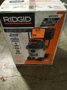 RIDGID 16 Gallon 6.5 Peak HP Stainless Steel WetDry Shop Vacuum with Fine Dust Filter, Locking Hose and Accessories  Customer Returns See Pictures