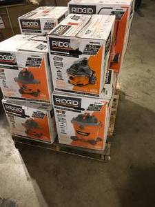 Pallet of Assorted Ridgid WetDry Shop Vacs Various Sizes and Conditions Customer Returns See Pictures