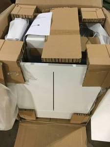 Glacier Bay All-In-One Stainless Steel 24 in Laundry Sink with Faucet and Storage Cabinet in White Customer Returns See Pictures
