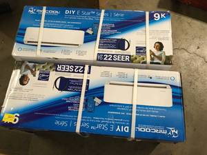 Lot of 2 MRCOOL 9000 BTU 0.75-Ton Wall Mount Mini Split Air Handler with 25 ft. DIY Pro Comm. Cable, Remote and Smart Control 208230V  Customer Returns See Pictures