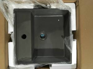 Swiss Madison Lisse 16 in. Square Concrete Vessel Bathroom Sink in Dark Grey   Customer Returns See Pictures