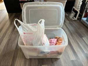 Tote of Dolls, Doll Parts & Doll Clothes