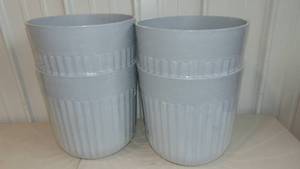 lot 18 image: 4 Pack 15 in. x 15 in. Arlington Fluted Antique Ghost Self-Watering Resin Planter Model # HD1429D-599R Store SKU # 1006596398 NEW