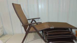 lot 27 image: 3 Pack Brown Adjustable Metal Outdoor Chaise Lounge Model # CL-LG001BRN-1 Store SKU # 1005497434 NEW