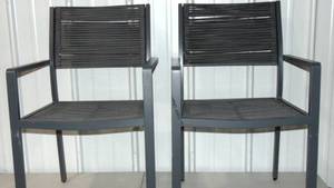 lot 39 image: Cape Coral Grey Aluminum Outdoor Dining Chair in Dark Grey Model # 69695 Store SKU # 1005422932