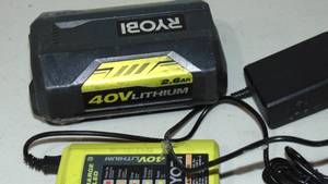 lot 42 image: Ryobi Tools OP40261 40V Battery and Charger OP404VNM