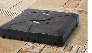 lot 8 image: Pellebant 220 lbs. 3D Surface Stylish and Modern HDPE Patio Umbrella Base with Wheels in Black Model # PB-UB008BLK Store SKU # 1008140812 NEW