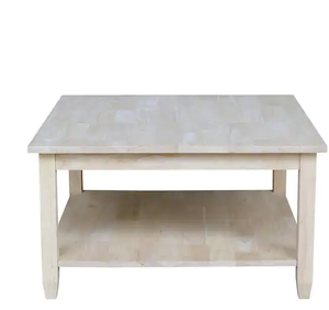 lot 10 image: Solano 32 in. Unfinished Medium Square Wood Coffee Table with Shelf Model # OT-6SC Store SKU # 1000424635 NEW