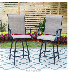 lot 16 image: 2 Pack Black Swivel Metal Outdoor Bar Stool With Arms Model # THD-E301-BST Store SKU # 1007494689 NEW