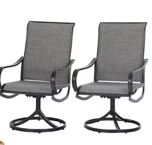 lot 43 image: 2 Pack Black Swivel Textilene Metal Patio Outdoor Dining Chair Model # THD-E02GF093-B Store SKU # 1006868869 NEW