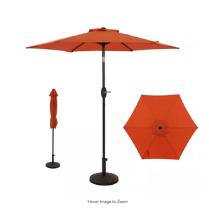 lot 57 image: 7.5 ft. Patio Market Umbrellas,with Crank and Tilt Table Umbrellas,UV-Resistant Canopy in Orange No Stand  Model # YB00KN202107200003 Store SKU # 1006679948 NEW