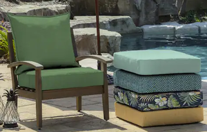 lot 66 image: Leala Texture 24 in. x 24 in. 2-Piece Deep Seating Outdoor Lounge Chair Cushion in Moss Model # TH1H297B-D9Z1 Store SKU # 1002988659 NEW