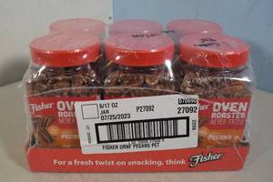 lot 14 image: 6-Pack Fisher Oven Roasted Mammoth Pecans Sea Salt Flavor