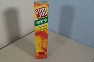 lot 40 image: Box of Slim Jim Meat Sticks Tabasco Seasoned