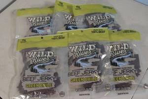 lot 232 image: 6ct Wild River Beef Jerky Green Chile Flavor