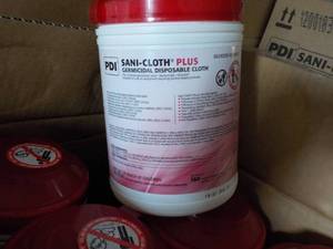 Pallet of PDI Sanicloth germicidal wipes
