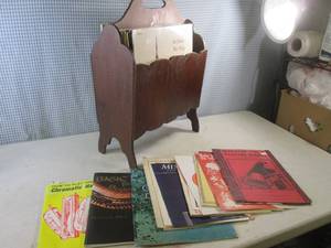 (EW5) Vintage Wood Magazine Rack Fu...