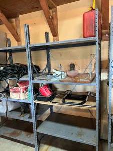 lot 15 image: 2 Metal Shelves with Contents