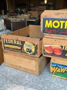 lot 18 image: Lot of 8 Vintage Wood Crates