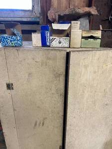 lot 51 image: Cabinet and Wall Shelf with Contents