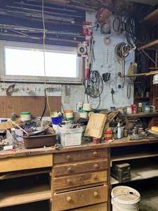 lot 52 image: Large Wall & Workbench Full of Tools