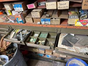 lot 54 image: Metal Storage Unit Contents & Garbage Can