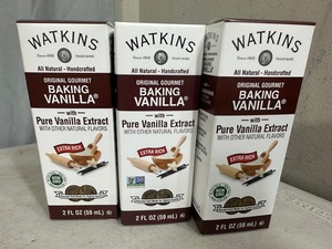 lot 92 image: 3 New Bottles of Watkins Baking Vanilla