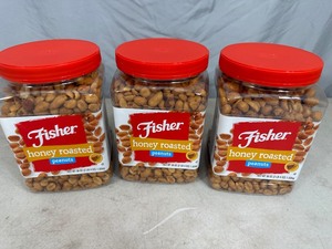 lot 132 image: 3 New Jars of Fisher Honey Roasted Peanuts