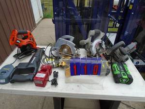 Assortment of power tools & batteries. Untested. As shown.