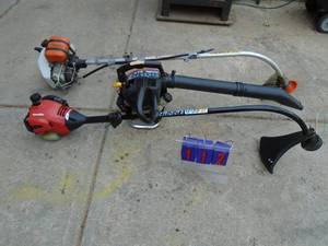 Qty of 2 weed trimmers & 2 cycle blower. As shown.