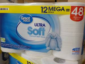 12 Mega Rolls Great Value 2 Ply Toi...