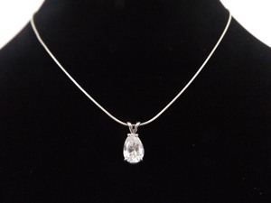 lot 20 image: .925 Sterling Silver Pear Cut Zirconia Pendant Necklace