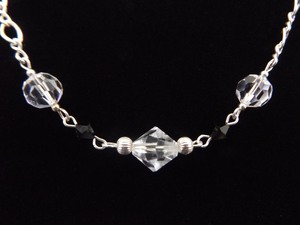 lot 22 image: .925 Sterling Silver Zirconia and Onyx Necklace