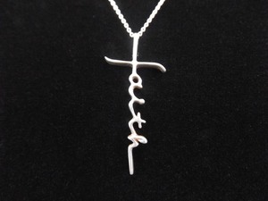 lot 28 image: .925 Sterling Silver Faith Pendant Necklace